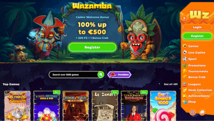 Página Web de Wazamba